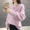 Kobiety swetry różowy sweter kobiety zima seksowne puloby w szyku w dekolcie duże rozmiary duże dzianiny zagęszcze