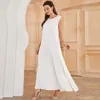 Vêtements ethniques Robes en mousseline de soie de mode musulmane Femmes Dubaï Abayas Robe blanche sans manches pour robe islamique Wear Femme