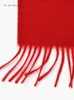 Scarves Solid Classic Red Pure Cashmere Scarf Women's Winter Warmth Scarves For Men's Year Christmas Adults Luxury Gifts 231201