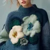 Suéteres femininos 4xl vintage flor 3d suéteres de malha elegante e avançado solto suéteres de inverno feminino plus size roupas femininas 231201