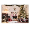 Décorations de Noël 1PC Holiday P o Fond Board Fleur Tenture murale Tissu Cheminée 231202