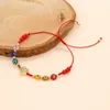 Strand Go2boho gewebtes Damenarmband mit gemischten Glasaugen und Mikroeinlagen „Love Red Rope“.