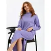 Abito a due pezzi Autunno Donna Set lavorato a maglia Unico collo alto Maglione disegnato in tinta unita Abbigliamento da strada slim fit Inverno 231201