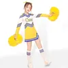 Cheerleading 5 teile/satz Kontrast Farbe Schulmädchen Kostüm Cheerleader Pompoms Uniform Mädchen Junge Schule Spiele Fußball Gymnastik Match Anzug 231201