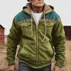 Men's Hoodies 2023 Fleece Zipper Parkas Vintage Long Sleeve Coat Jackets Winter Oversized Zip-up Sweatshirts Daily Outerwear