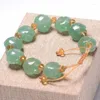 Charm Bracelets High Quality Rose Shape Green Bracelet Natural Aventurine Emerald