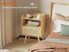 Superjare Nightstands 세트 2, 밤에는 충전 스테이션 PE 등급 장식 서랍, 단단한 나무 발을 가진 침대 측면 테이블, 엔드 테이블, 침실, 거실 - 천연