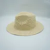 Berets 202306-pan-Japan Korean Summer Hand Woven Paper Grass Mint Green Street Beach Fedoras Cap Men Women Leisure Panama Jazz Hat