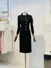 Two Piece Dress Autumn Fashion Elegant Long Sleeve Slim-Fit Single Breasted Tweed Coat Office Lady Mid-calf Skirt Two-piece Set Women Outfit 231202