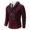 Pulls pour hommes hiver hommes laine cardigan à capuche couleur unie coupe slim décontracté veste tricotée de haute qualité fermeture à glissière