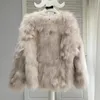 여성 모피 가짜 겨울 한국 코트 두껍게 패션 모피 재킷 따뜻한 캐주얼 짧은 봉제 카사코 느슨한 여성 크롭의 여우 모피 chaquetas 231202