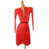 Stage Wear Latin Dance Dress Lady Junior Competition Red Costumes Women Fringe Lq412