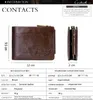 Wallets Tri-fold Men's Wallet Genuine Leather Cross Short Card Holder Coin Purses Small Male Retro Crazy Horse