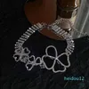 Plated Brand Letter Chokers Necklaces High-end Hip Hop Stainless Steel Necklace Inlaid Crystal Sweater Chains Rhinestone Chain Jewelry