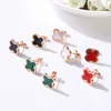 Boucles d'oreilles Designers Vintage 4/Quatre Feuilles Trèfle Charme Stud Mode Cristal Perle Géométrique Boucle D'oreille Cristal Strass Perle Boucle D'oreille