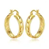 Boucles d'oreilles créoles plaquées or jaune massif 14 carats, bijoux cadeaux pour femmes