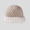 Berretti Cappello da pescatore invernale in maglia di peluche Moda addensato elastico Pescatore Cappello da bacino Panama caldo antivento per ragazza