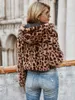 Pelliccia da donna finta donna giacche con cappuccio cerniera invernale cappotto stampato leopardato High Street capispalla da donna vintage caldo soffice 231202