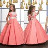 Vestidos de niña con apliques de satén, vestido plisado de flores esponjoso para bodas, desfile de cumpleaños, bata para celebración de primera comunión 2023