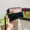 Borsa a tracolla da donna di design Portamonete Pochette 3 in uno in pelle bianca e nera Portafogli Famosa borsa a tracolla a catena