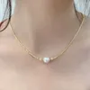 Chains MADALENA SARARA 18K Gold Tube And Bead Spacer Choker With Freshwater Pearl Women Necklace