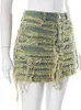 Two Piece Dress DEAT Women s Denim Skirt Do Old Solid Color Burrs Tassel Slim High Waist Short A line Mini 2023 Autumn Fashion 29L2618 231202