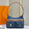 Borse a tracolla da donna vintage in denim Borse di tela Borsa sotto le ascelle con fiori antichi Borsa con stampa Zaino Custodia per hardware dorata