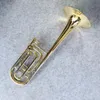 Professionele Bb-F # Tune Tenor Trombone Goudlak Nieuwe Bb Trombone Muziekinstrument Gratis Verzending