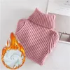 Sets Kinder Gepolsterte Pullover Herbst Winter Kinder Rollkragen Strickwaren Pullover Baby Baumwolle Top Kleidung Solide Warme Bodenbildung Shirt 231202