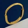 Bangle Bracelets Gold/White Gold Plated U-shaped lock dual color lock ellipse Bracelet Jewelries Letter wedding gift factory wholesale With Free dust bag