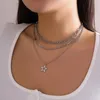 Pendant Necklaces IngeSight.Z 4pcs/set Punk Metal Star Flat Chain Necklace For Women Men Hip Hop Silver Color Cross Link Choker Neck