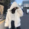 Womens Fur Faux XPQBB Rabbit Coat for Women Autumn Winter Lamb Plush Imitation Mink Hooded Jacket Kvinnlig förtjockad varm päls överrock 231202