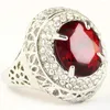 Klaster pierścionków Yayi moda biżuteria damska czerwony cyrkon srebrny kolor austriacki kryształy zaręczynowe prezent ślubny