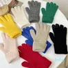 Grube i ciepłe dzianiny pięciokrotne rękawiczki palec damski zimowy ekran dotykowy na zewnątrz rowerowe rękawiczki palców pełne palec