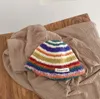 Mützen Hüte Herbst Winter Gestreifte Mutter Kinder Strickmütze Vintage Handhaken Bunte Wollmütze Handtasche Warme Gestrickte Handschuhe 231202