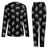 Women's Sleepwear Retro Elephant Pajamas Fun Animal Print 2 Piece Aesthetic Pajama Set Female Long-Sleeve Warm Oversized Nightwear