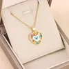 Anhänger Halsketten Vintage Stil Bunte Zirkon Herz Für Frauen Trendy Retro Böhmen Damen Halskette Schmuck Großhandel