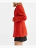 Ternos femininos senhoras moda um botão dourado vermelho solto longo jaquetas outono inverno feamle casual estilo de escritório 2023 blazer sólido outwear