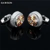 Cuff Links HAWSON Cufflinks for Mens French Shirt Luxury Round Crystal Gifts Grooms Wedding Dress Accessories 231202