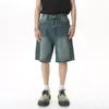 Herr shorts sommar avslappnad jeans lösa mitten hög midja mode knä lenght denim korta byxor vintage manlig korea w027