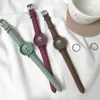 Armbanduhren Mode Einfache Cartoon Blumen Zifferblatt Armband Für Damen Lederband Quarz Wasserdichte Armbanduhr Uhr Frauen