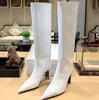 2023 Cagole Lambskin Leather Hine-High Boots Shoes Toed Toe Stee Heel Tall Boot Luxury Designers Shoe for Women Factory Footwear