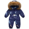 Down Coat Winter Ski Suit Baby Jumpsuit Boy Overalls Warm Down Jacka barn Småbarn Flickkläder Barn Kläder Faux päls Coat Overcoat 231202