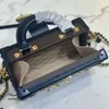Mini Gevlochten Ketting Nieuw Handvat Harde Kofferbak Handtas Damesmode Tote Designer Tas Cosmetische Case Top Spiegel Kwaliteit