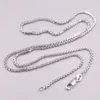 Kedjor Real 18K White Gold Necklace for Women Round Box Link Chain 1.8mm Bredd 43cm/16.5 tum Stamp AU750