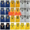 Michigan Woerines College 2 Poole 5 Jalen Rose Yellow Basketball 4 Chris Jerseys Webber 25 Juwan Howard Vintage Blue White Ed Shirts