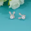 Boucles d'oreilles en argent sterling 925 pour femmes, clous d'oreilles de styliste, boucles d'oreilles en cristal de dessin animé, boucles d'oreilles en diamant pour femmes, bijoux de fête de mariage