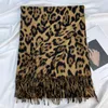 Lenços inverno quente 200x70cm xales outono feminino grosso envoltório bandana leopardo impressão cachecol moda cashmere franja