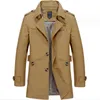 Nieuwe Mannen Mode Jas Jas Lente Merk Heren Casual Fit Overjas Effen Kleur Trenchcoat Mannelijke