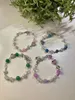 Strand Y2k Beads Pearl Heart Bracelet Set | Fairycore Matching Kawaii Colorful Jewelry Purple Pink Green Blue Cute